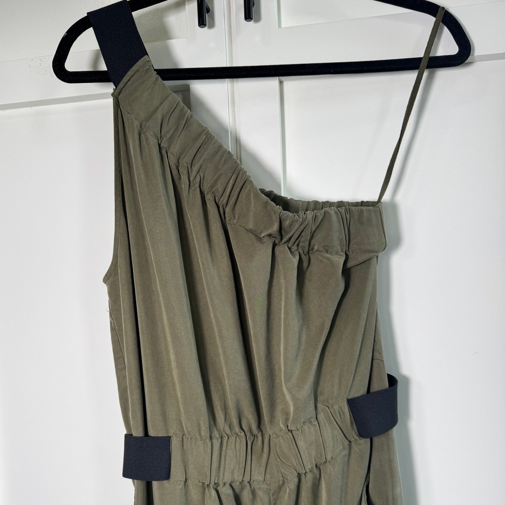 Maeve Anthropologie Verano Olive‎ One Shoulder Jumpsuit Cropped Women's Size 10 - Picture 4 of 9